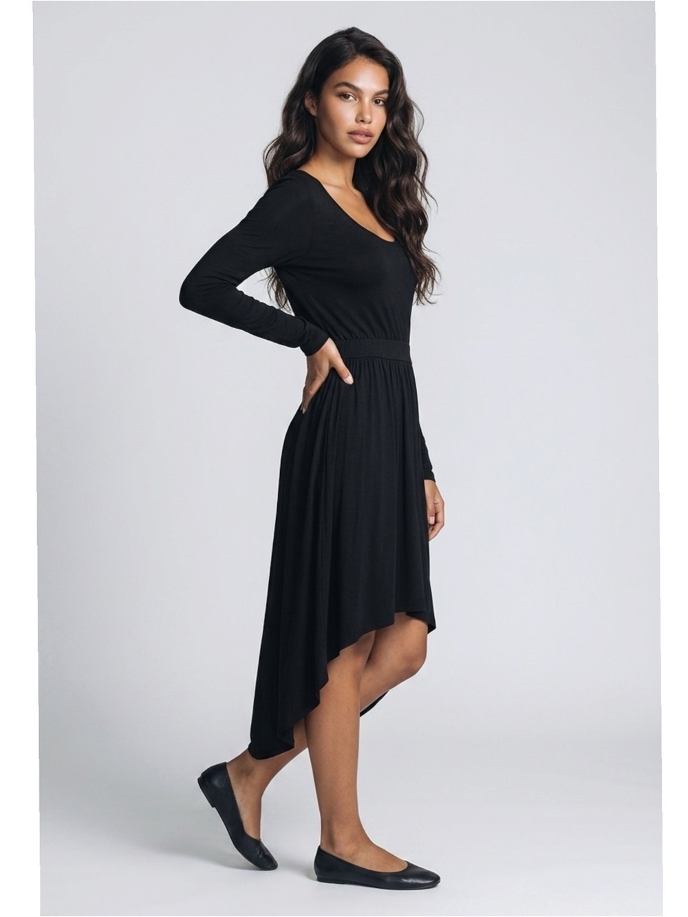 NWT Tart Collections Black Long Sleeve Dress Sz M Jersey Stretch Goth LBD Witchy